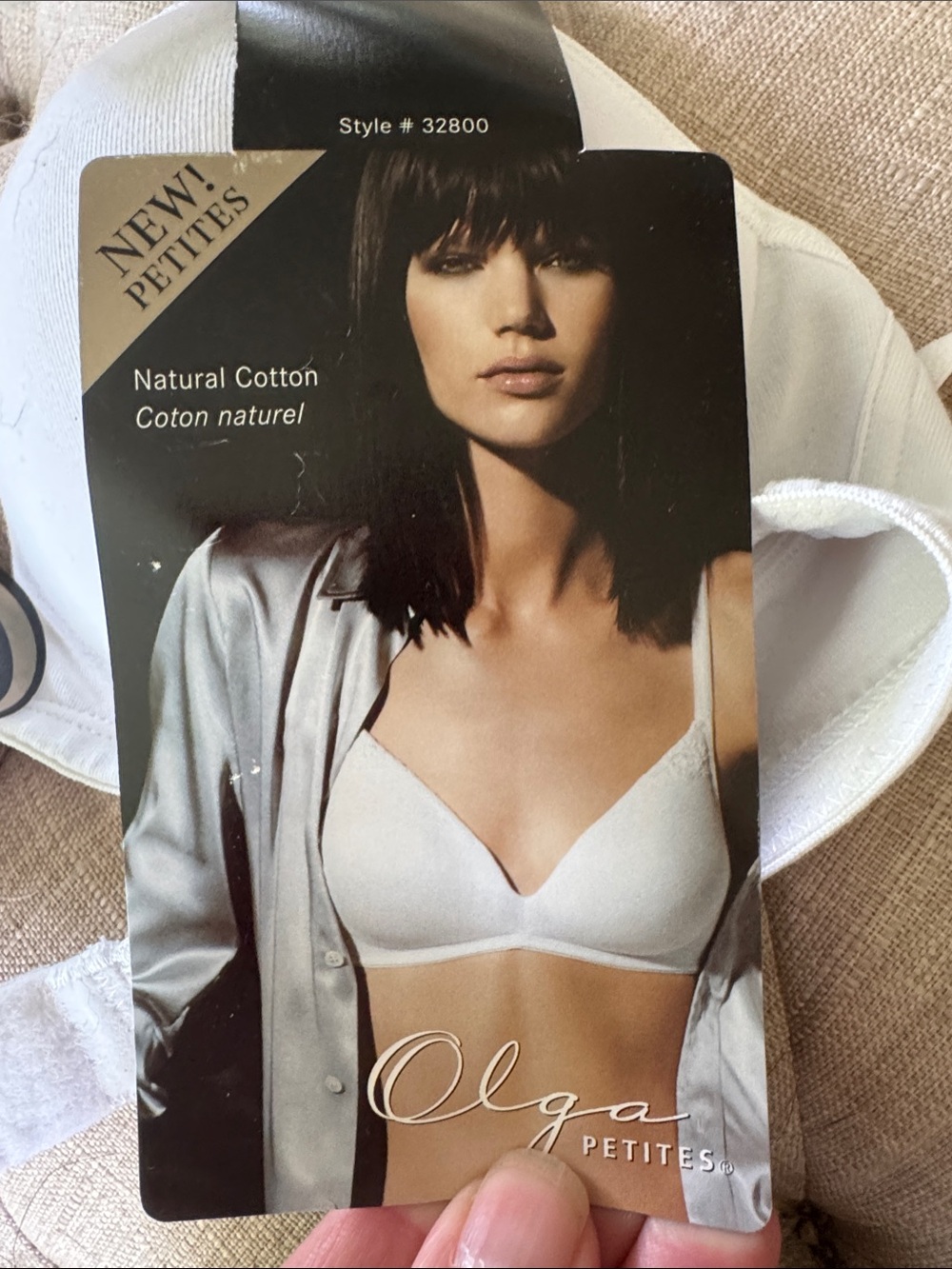 Olga Natural Cotton Bra in White - Petites Soft Support 36B